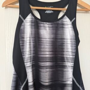 Women's Tek Gear Black and Gray Workout Tank with Built in Bra Support